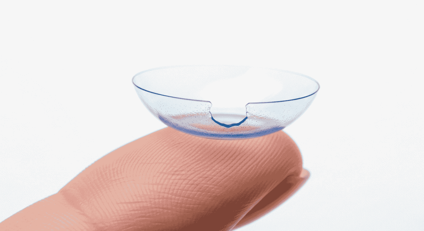 torn contact lenses missing a chunk